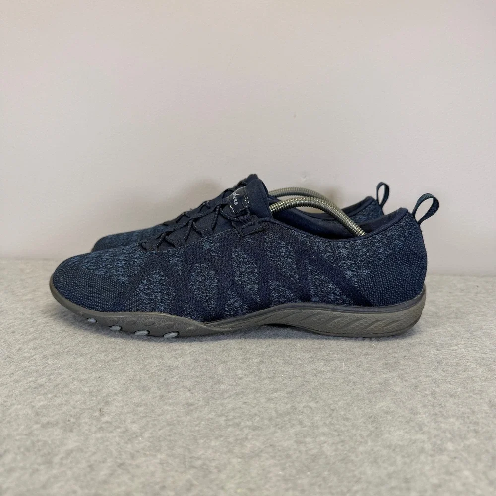Skechers Shoes Womens Size 10 Navy Blue Knit Slip On Bungee Sneakers 100301